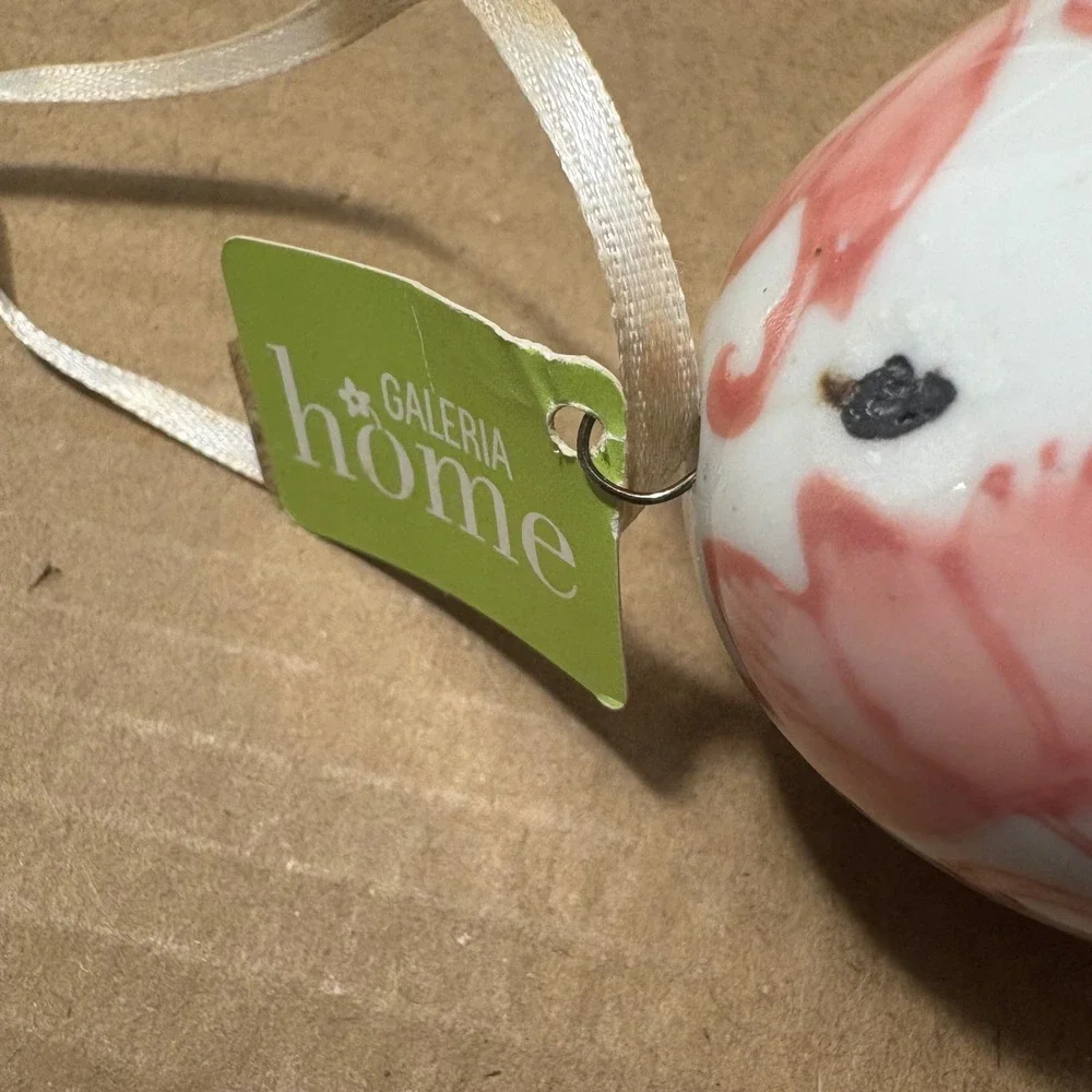 Galeria Home Ceramic Egg Ornament‎ Pink Floral Design Hanging